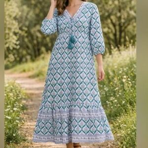 Sunny Spirit Floral Patterned MaxiSunny Spirit Flo Dress with Tassels NWT Size M